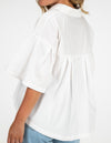 Cooper Button Front Collared Top in White Cotton