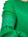 Teagan Long Sleeve Lace Sleeve Top in Emerald Green