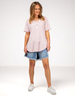 Ella V Neck Cotton Tee in Blush