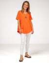 Ella V Neck Cotton Tee in Papaya