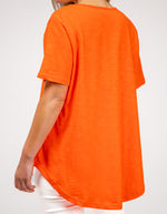 Ella V Neck Cotton Tee in Papaya