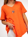 Ella V Neck Cotton Tee in Papaya