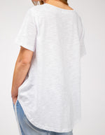 Ella V Neck Cotton Tee in White