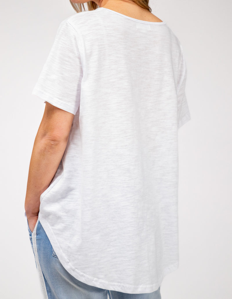 Ella V Neck Cotton Tee in White