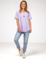Ella V Neck Cotton Tee in Lilac