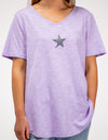 Ella V Neck Cotton Tee in Lilac