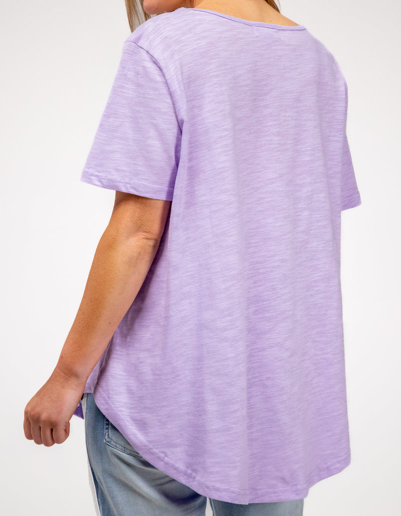 Ella V Neck Cotton Tee in Lilac
