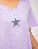 Ella V Neck Cotton Tee in Lilac