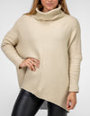 Parker Roll Neck Rib Knit Jumper in Beige