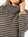 Monika Oversize Knit Jumper in Black/Mocha Stripe