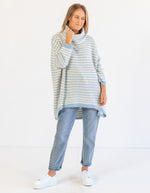 Monika Oversize Knit Jumper in Blue/White Stripe