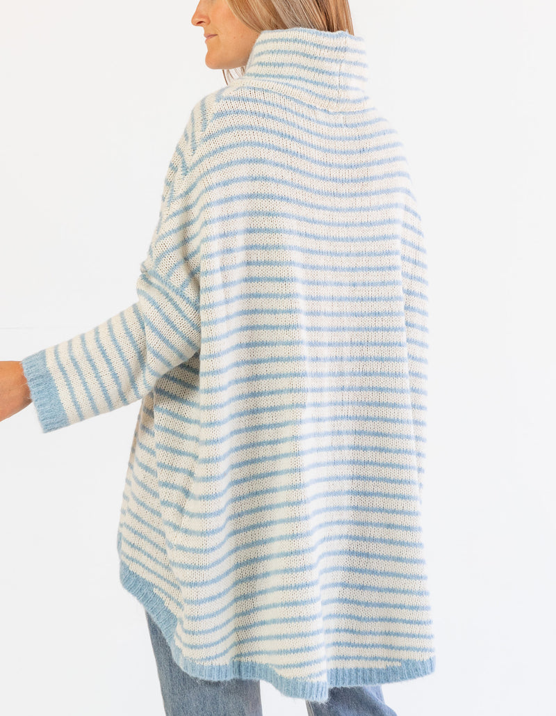 Monika Oversize Knit Jumper in Blue/White Stripe