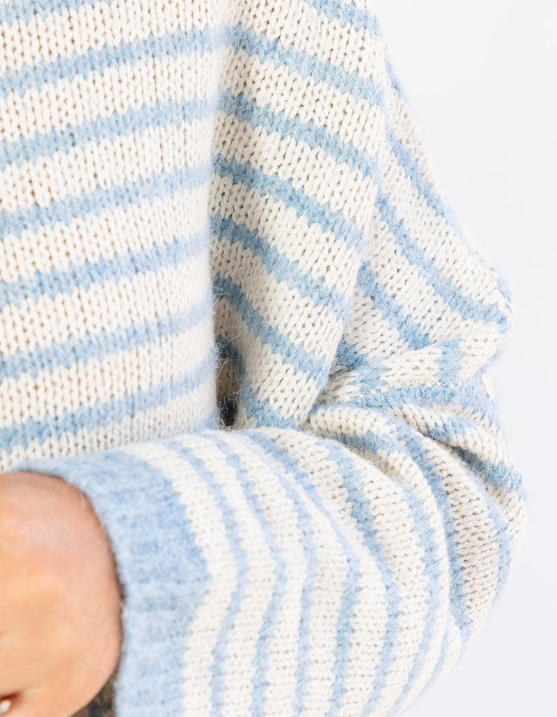 Monika Oversize Knit Jumper in Blue/White Stripe