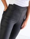 Marci Stretch Pants in Black Leatherette