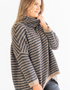 Monika Oversize Knit Jumper in Black/Mocha Stripe