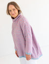 Monika Oversize Knit Jumper in Pink/Blue Stripe