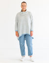 Monika Oversize Knit Jumper in Blue/White Stripe