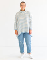 Monika Oversize Knit Jumper in Blue/White Stripe