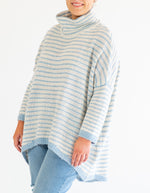 Monika Oversize Knit Jumper in Blue/White Stripe