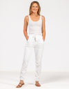 Blake Elastic Waist Denim Jogger Pants in White