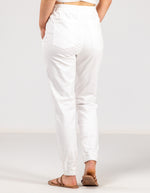 Blake Elastic Waist Denim Jogger Pants in White