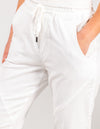 Blake Elastic Waist Denim Jogger Pants in White