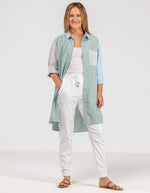 Blake Elastic Waist Denim Jogger Pants in White