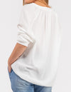 Shiloh Muslin Cotton V-Neck Blouse in White