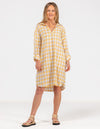 Kallie Cotton Shirt Dress in Yellow Check