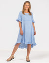 Willa Ruffle Hem Dress in Blue Gingham