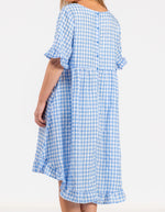 Willa Ruffle Hem Dress in Blue Gingham