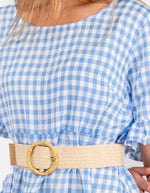 Willa Ruffle Hem Dress in Blue Gingham