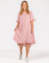 Willa Ruffle Hem Dress in Pink Gingham