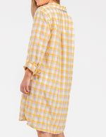 Kallie Cotton Shirt Dress in Yellow Check