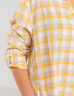 Kallie Cotton Shirt Dress in Yellow Check