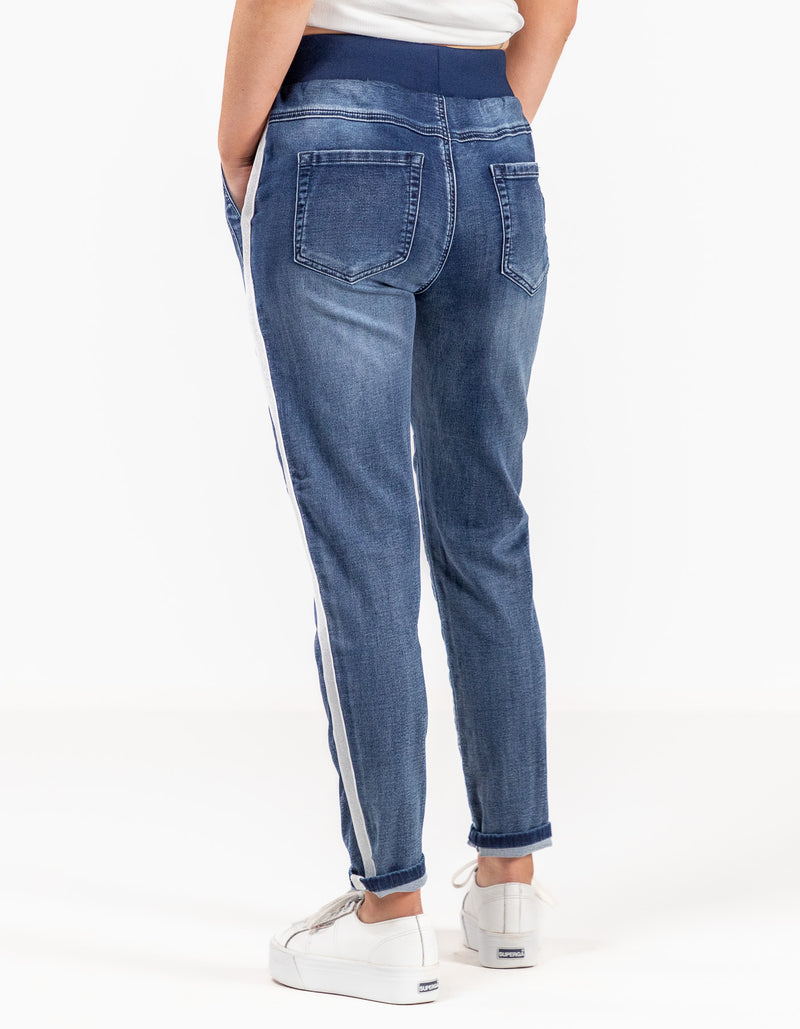 Boston Stretch Denim Joggers in Dark Blue