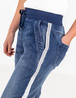 Boston Stretch Denim Joggers in Dark Blue