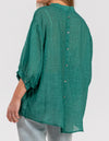 River Relaxed Fit Shirt in Emerald Linen