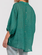 River Relaxed Fit Shirt in Emerald Linen