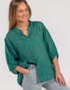 River Relaxed Fit Shirt in Emerald Linen