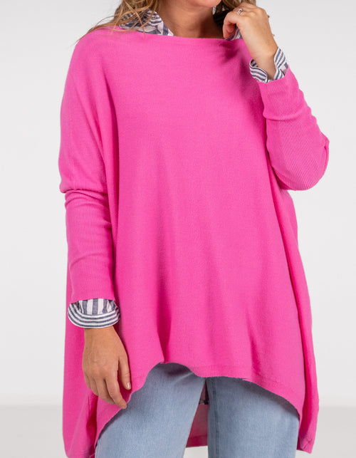 Willow Cotton Knit Jumper in Hot Pink