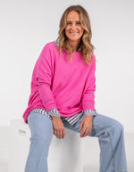 Willow Cotton Knit Jumper in Hot Pink