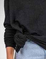 Marley Oversize 100% Cotton Knit Jumper in Black