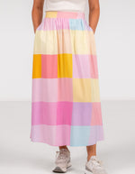 Nova Elastic Waist Midi Skirt in Multi print