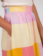 Nova Elastic Waist Midi Skirt in Multi print