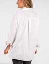 Penny Button Front Cotton Shirt in White