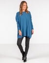 Marley Oversize 100% Cotton Knit Jumper in Blue