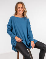 Marley Oversize 100% Cotton Knit Jumper in Blue