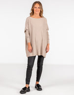 Marley Oversize 100% Cotton Knit Jumper in Taupe