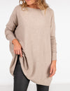 Marley Oversize 100% Cotton Knit Jumper in Taupe